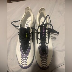 Adidas White and Purple Cleats with Black Laces size 12.5